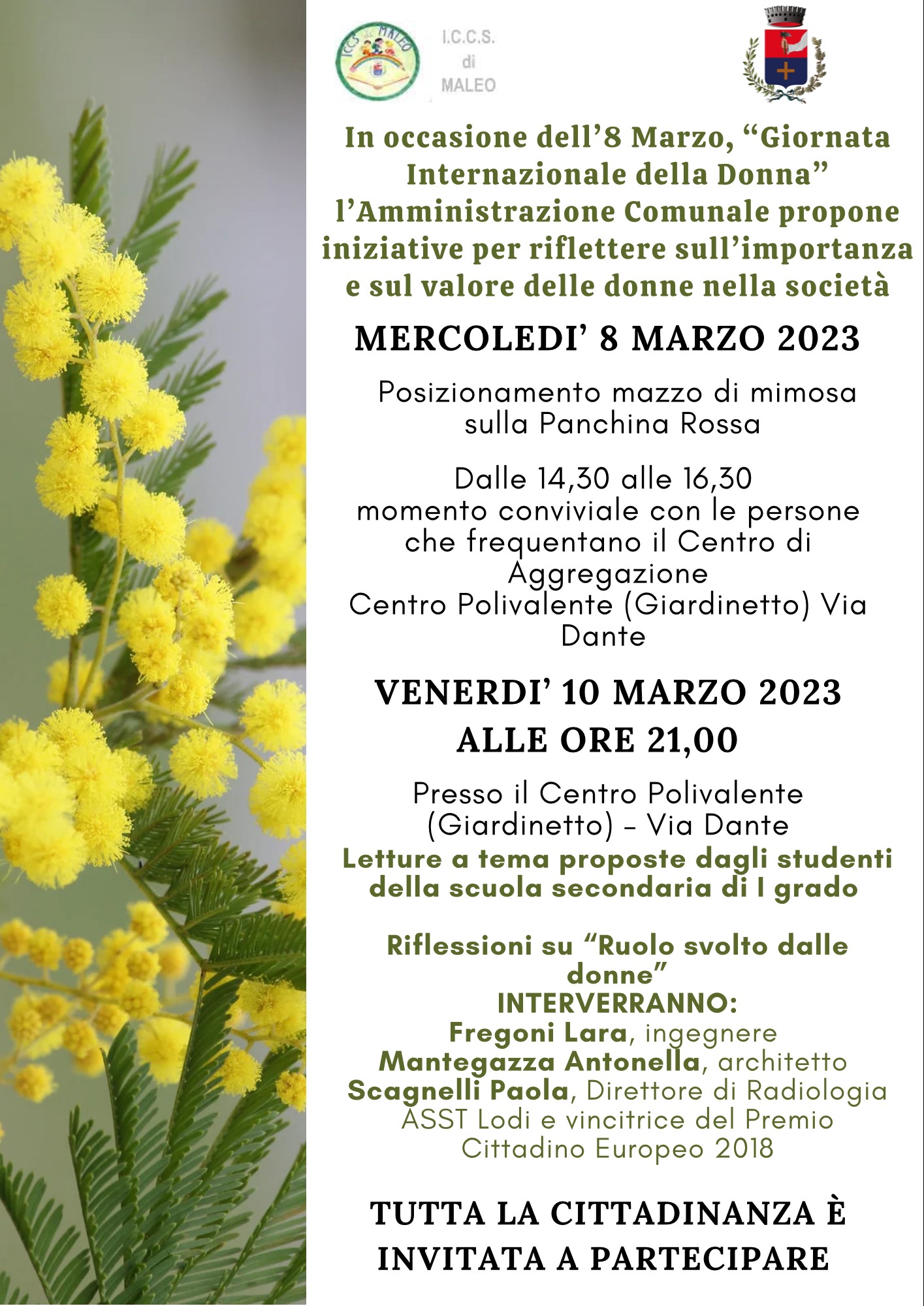 Serata del 10 marzo in occasione della Festa della Donna